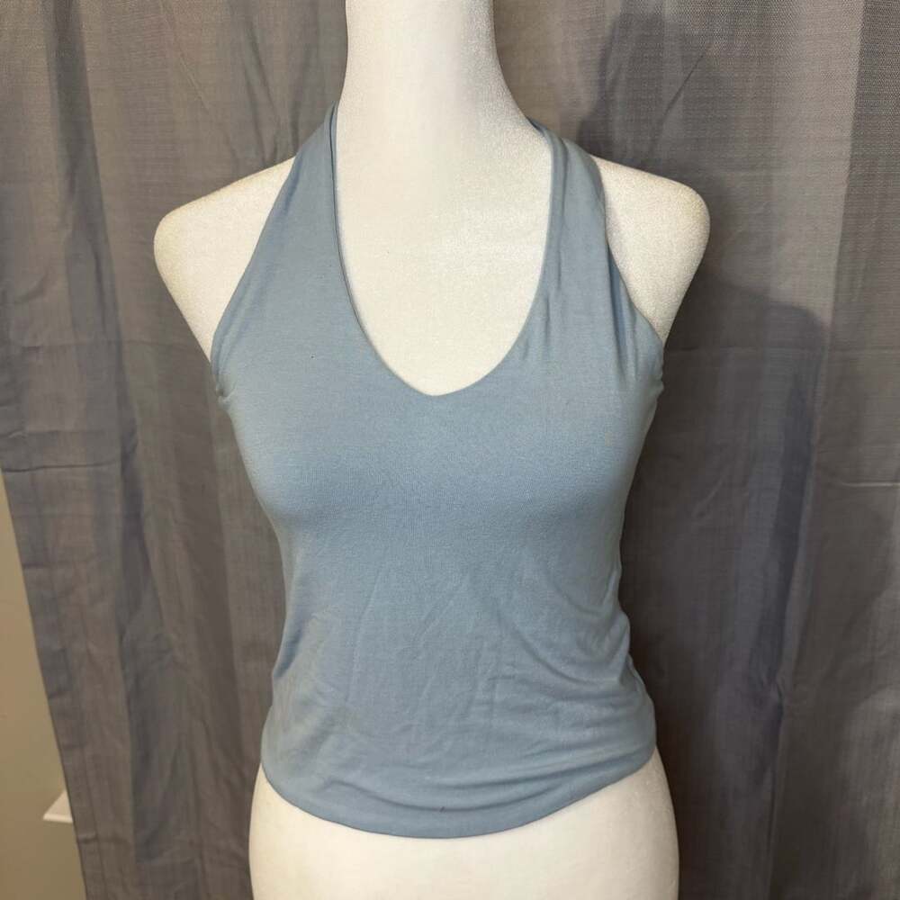 Cotton On Halter Top Size S Blue Ribbed Sleeveless Tank